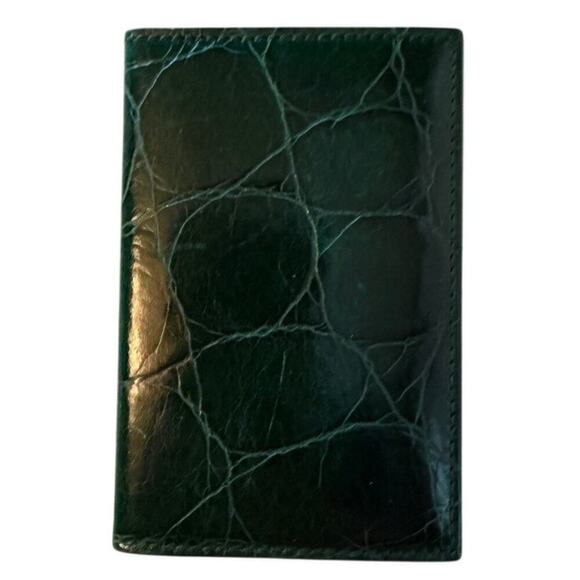 VTG NOS Furla made in Italy Small Green CrocodileAddress Book Extremely Rare